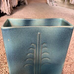 Frankoma Ash Blue Rectangle Art Vase #60B, 6.5" x 5.65" x 2"